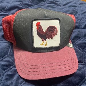 Goorin Bros burgundy red trucker hat rooster